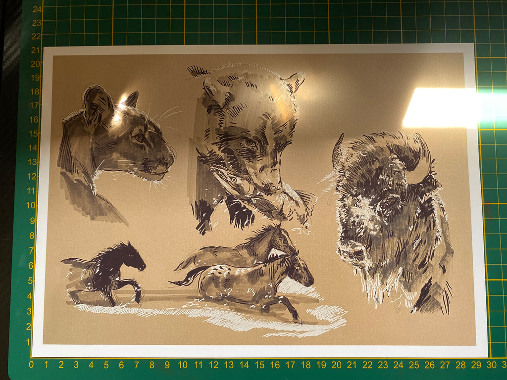 "In the snow sketchpage" art print