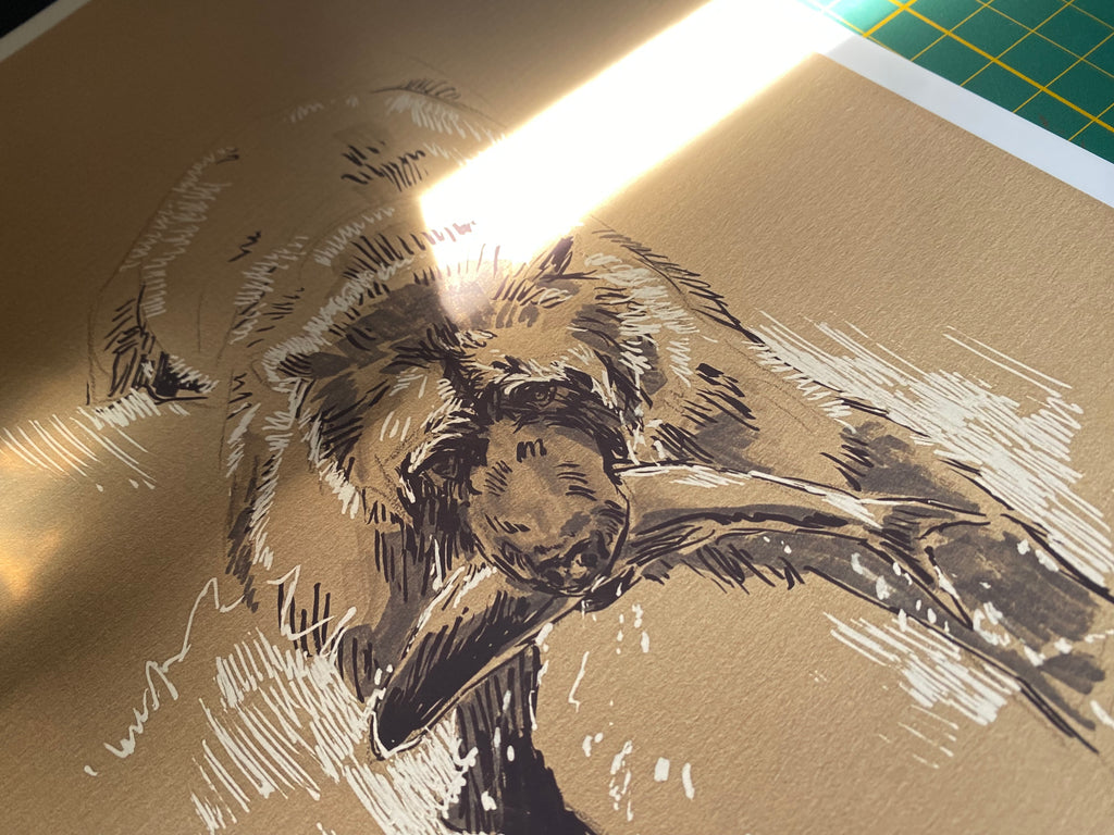 "Fishing bear sketch" art print