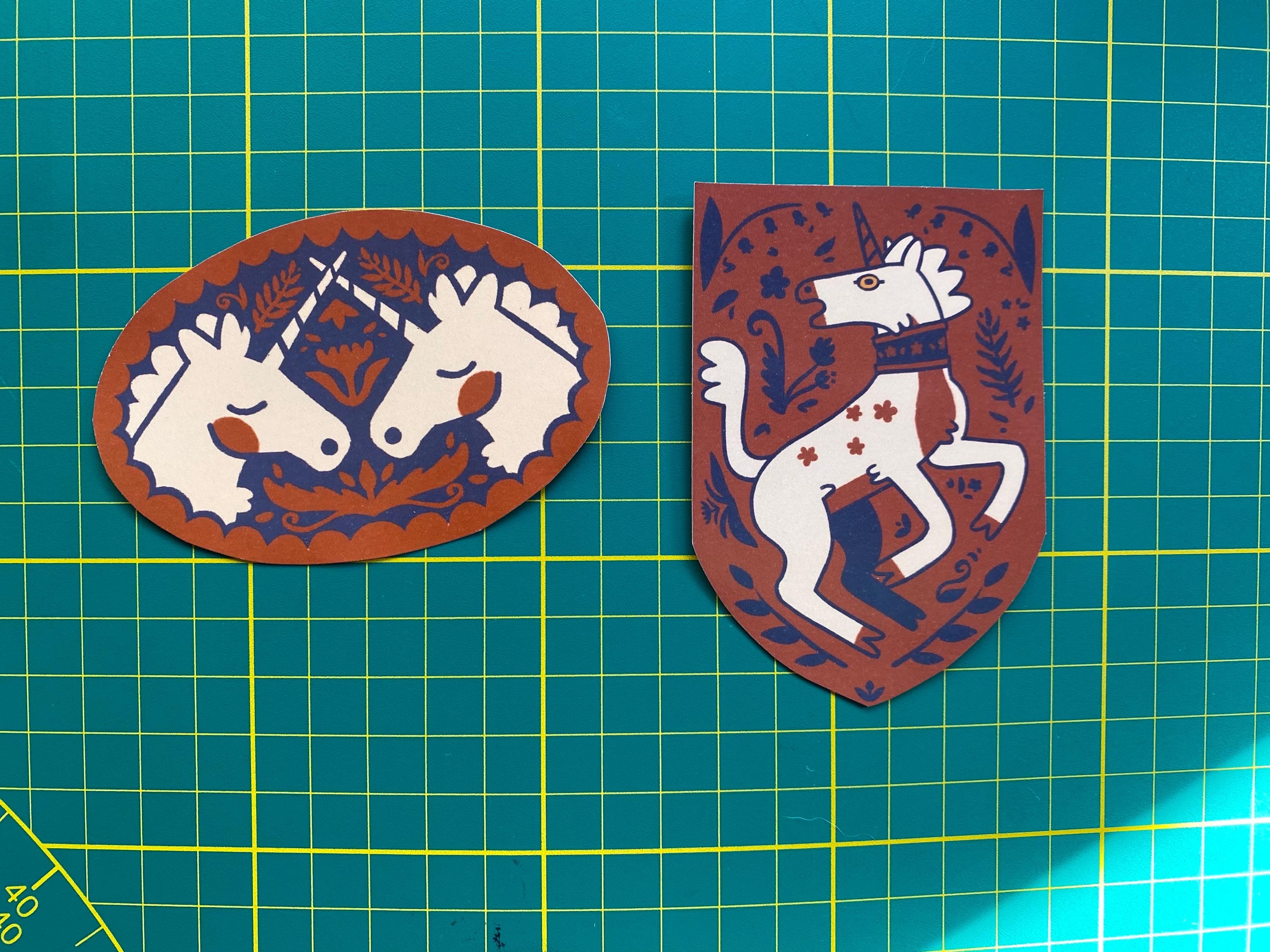 Vintage unicorns sticker set